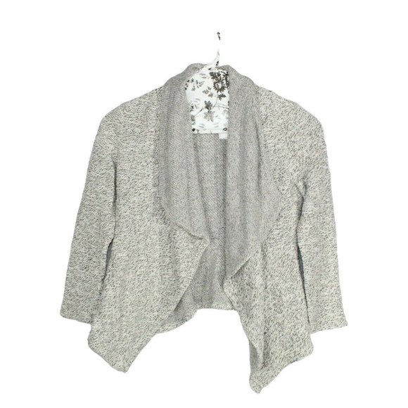 blanc noir Sweaters - BNCI Blanc Noir White Gray Open Front Shawl Collar Cardigan Sweater XL